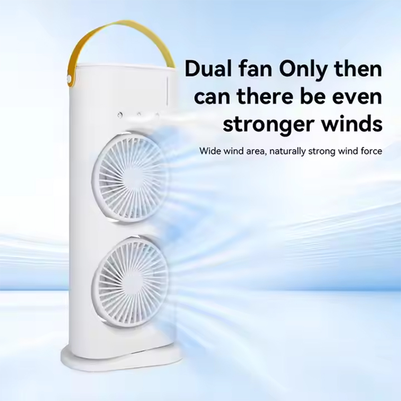 Air Conditioners - พัดลมพ่นละอองน้ำแบบพกพา 3 in 1 หัวพ่นคู่ พร้อมสาย